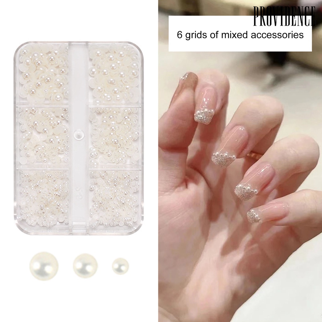 Providence 1kotak Nail Art Decor Shiny Tiga Dimensi Glitter Tidak Jatuh DIY Mini 12kisi Busur Mutiara Imitasi Camelia Manicure Decor Wanita Supply