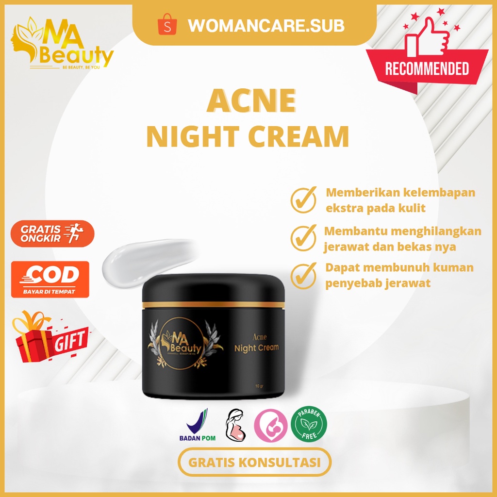 (HARGA SATUAN) MA BEAUTY-ACNE NIGHT CREAM/ ACNE NIGHT CREAM UNTUK JERAWAT/ACNE NIGHT CREAM BPOM/KRIM