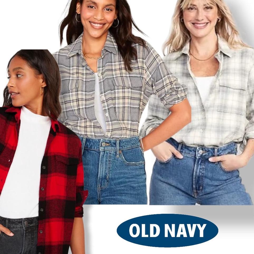 ℮ OLD NAVY Plaid Flannel Shirt for Women | Kemeja Flannel - 2689 ➨