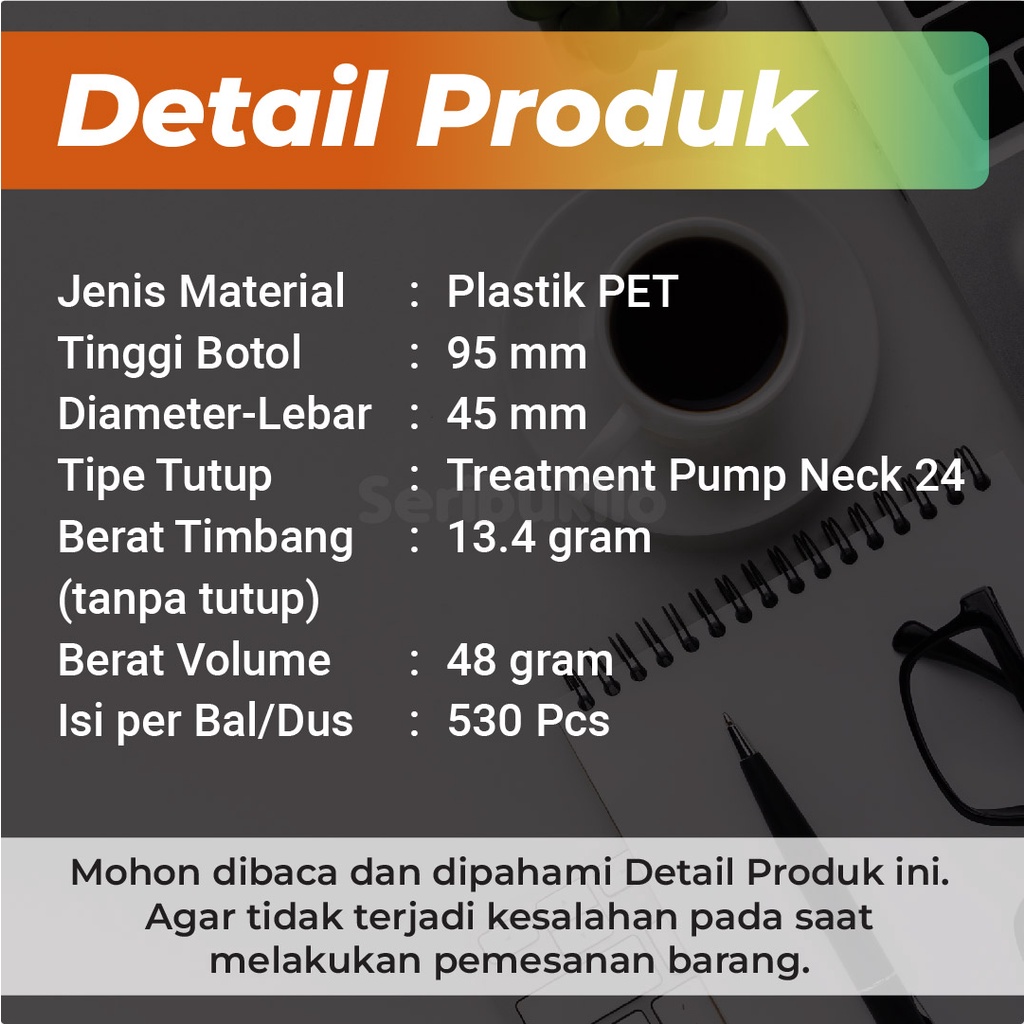 Botol Pump 100 ml SBR Clear /Botol PET Treatment Pump 100 ml Clear Full