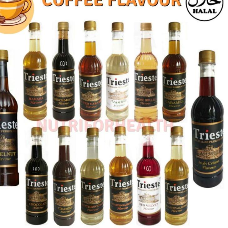 

♘ (650ml) Trieste Syrup HALAL Caramel Creme Brulee Hazelnut Almond Red Velvet Butterscoth Mocca Coklat ❈