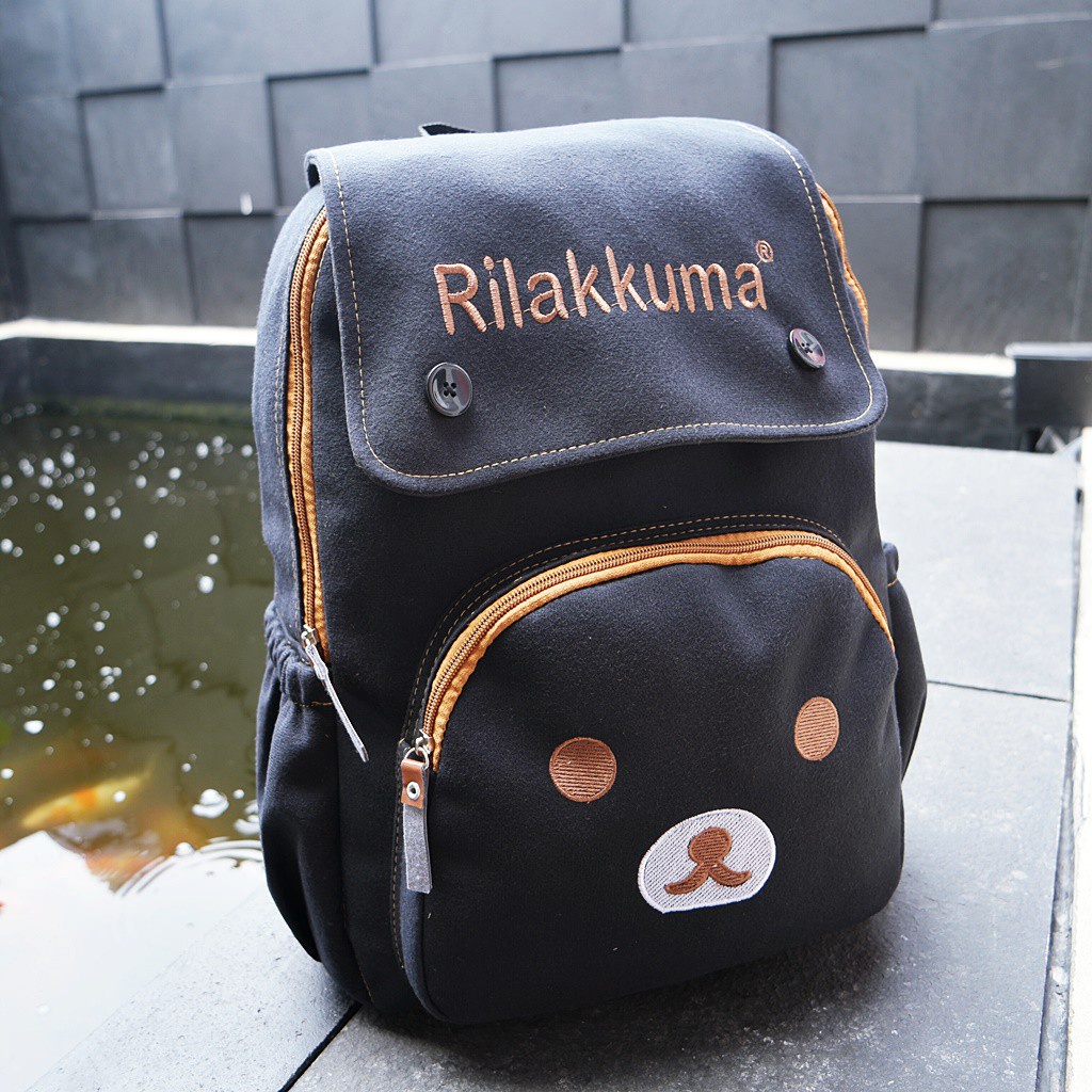 Ransel Rilakkuma 02-6189 bahan beludru tebal ukuran besar THR