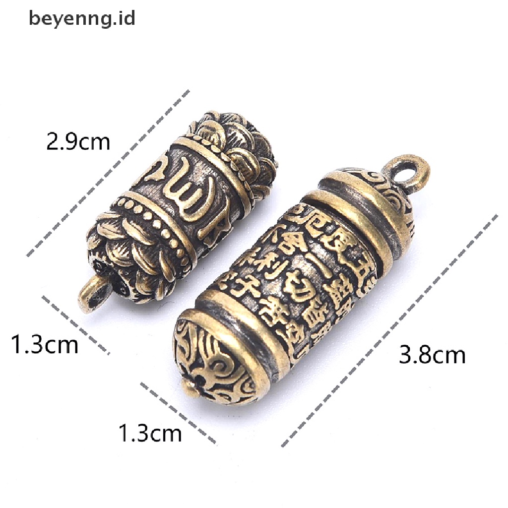 Beyen Berongga Kuningan Sutra Buddha Silinder Liontin Gantungan Kunci Kalung Perhiasan Pill Box ID