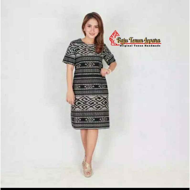 Dress tenun baju tenun jepara line A Baju dress pesta DTB56