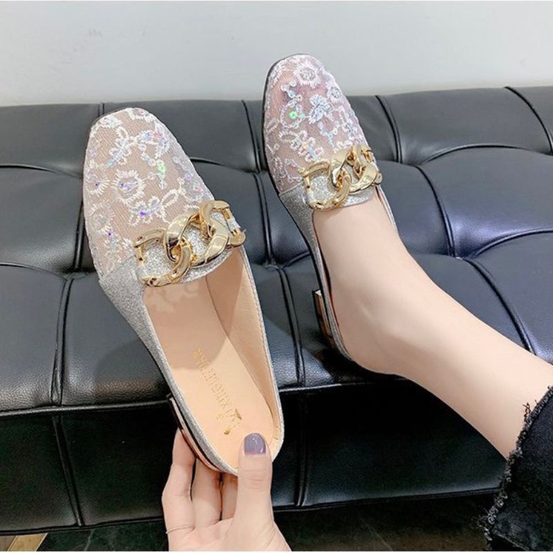 Sepatu Flat Wanita Import 0235470 Sepatu Retro Chain Beryl Flat