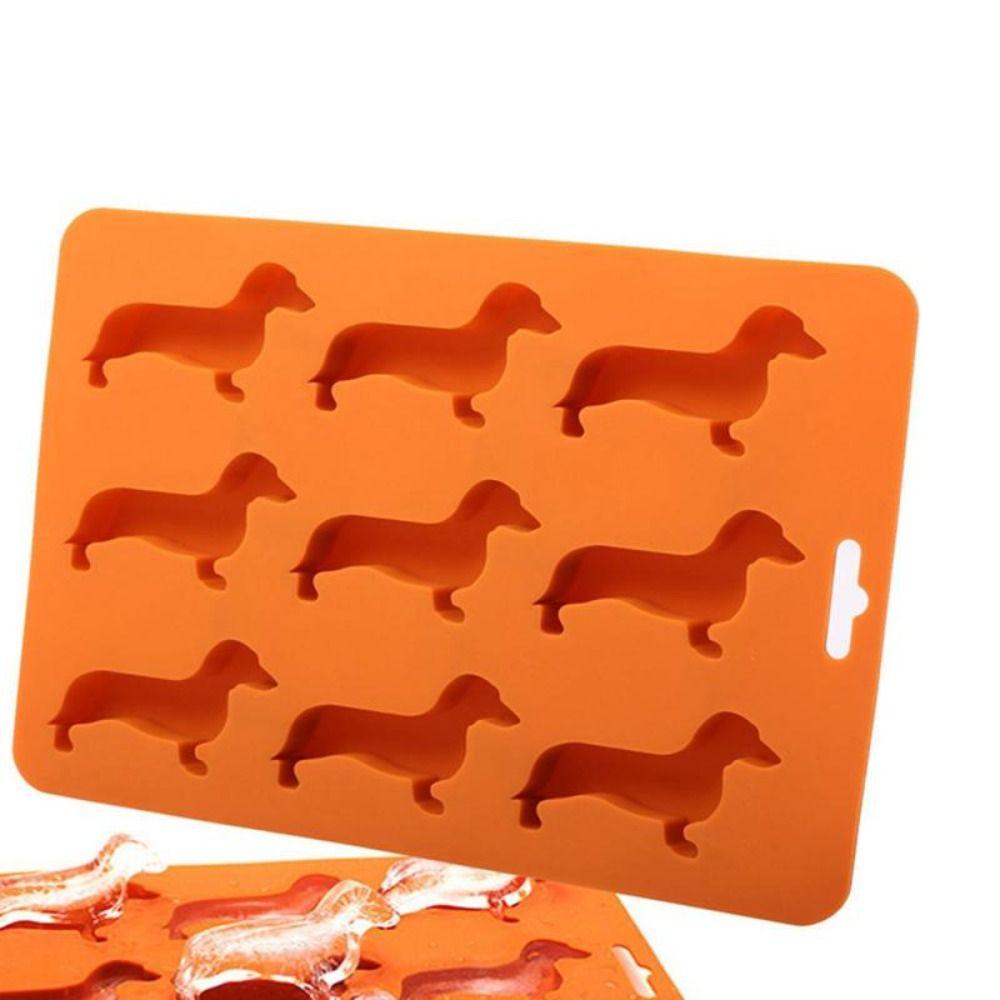 [Elegan] Ice Cube Tray 3D Dapur Kreatif Silikon Dachshund Shaped Cetakan Kue