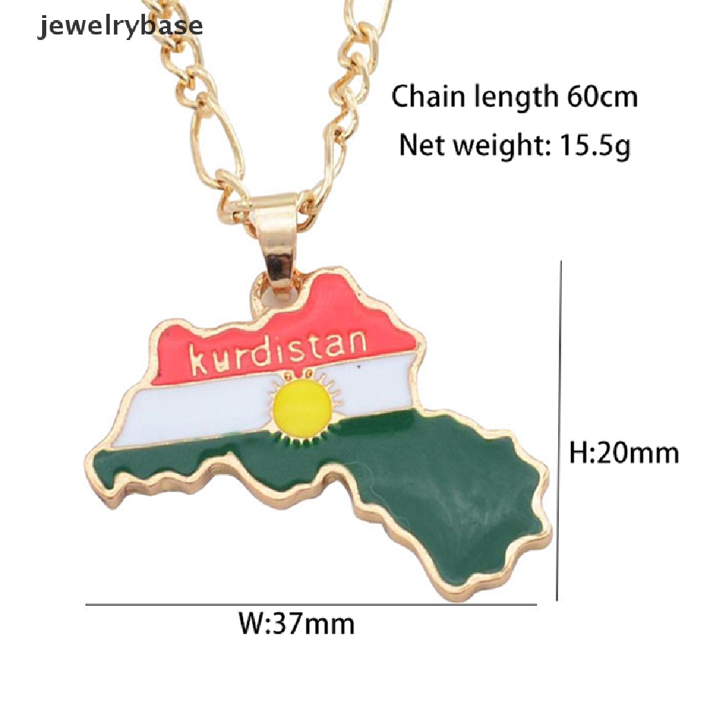 [jewelrybase] Kurdistan Map Kalung Untuk Wanita Pria Hip Hop Liontin Rantai Kreatif Warna Emas Kurdistan Bendera Map Liontin Kalung Perhiasan Hadiah Butik