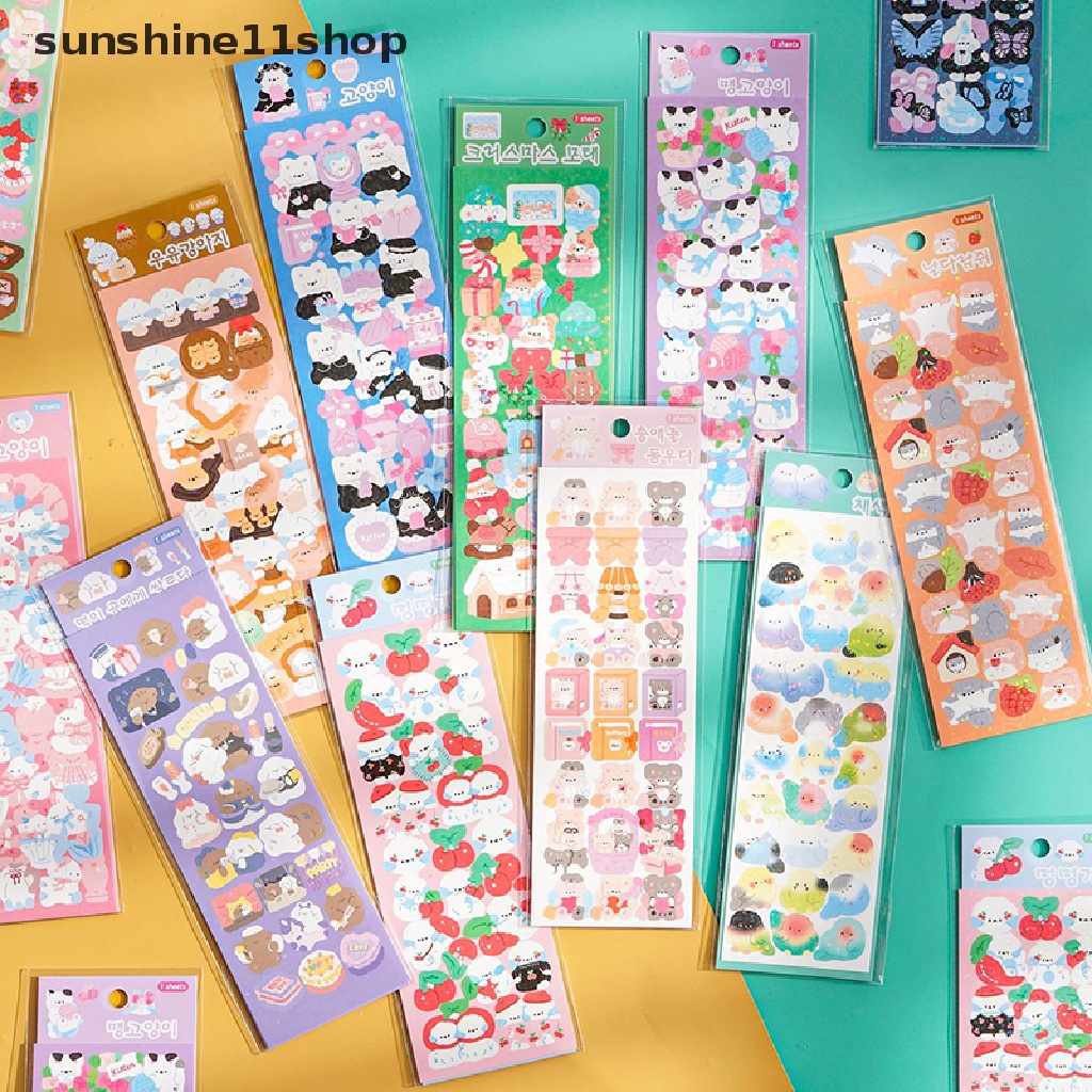 Sho Sparkling Cute Kitty Cat Kartun Stiker Untuk Scrapbook Foto DIY Bintang Pita Stiker Untuk Jurnal Laptop Album Dekoratif Sticker N