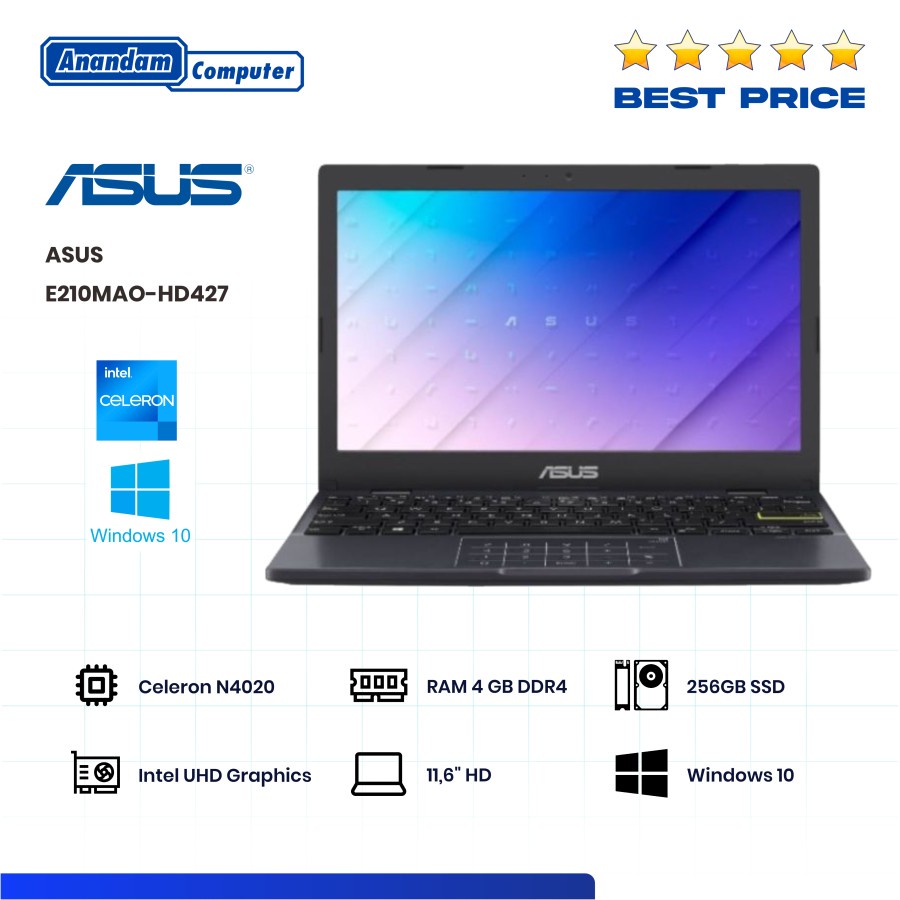 ASUS E210MAO-HD427 Intel N4020 4GB 256GB SSD HD WIN11+OHS