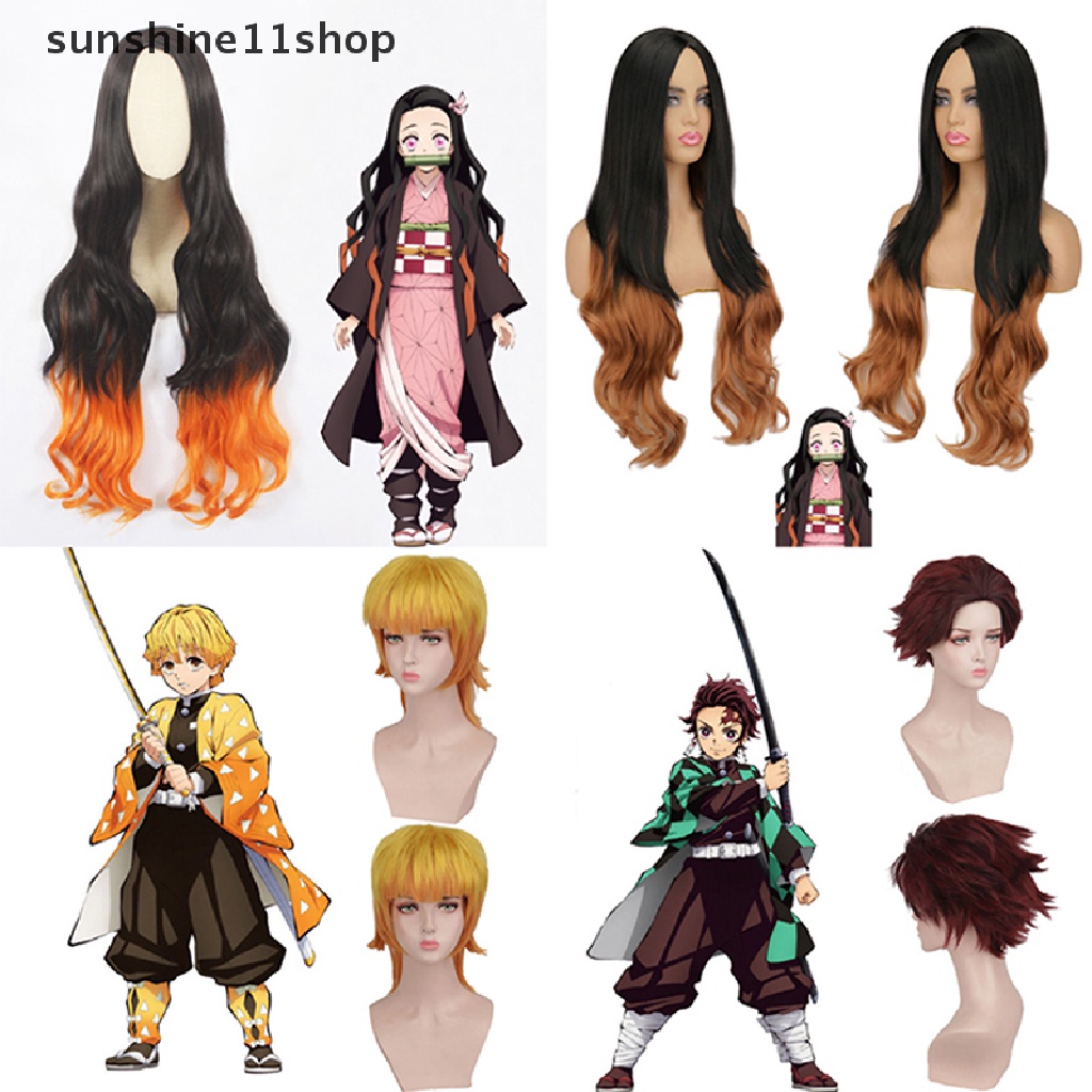 Sho Anime Demon Slayer Karakter Cosplay Wig Rambut Sintetis Tahan Panas N