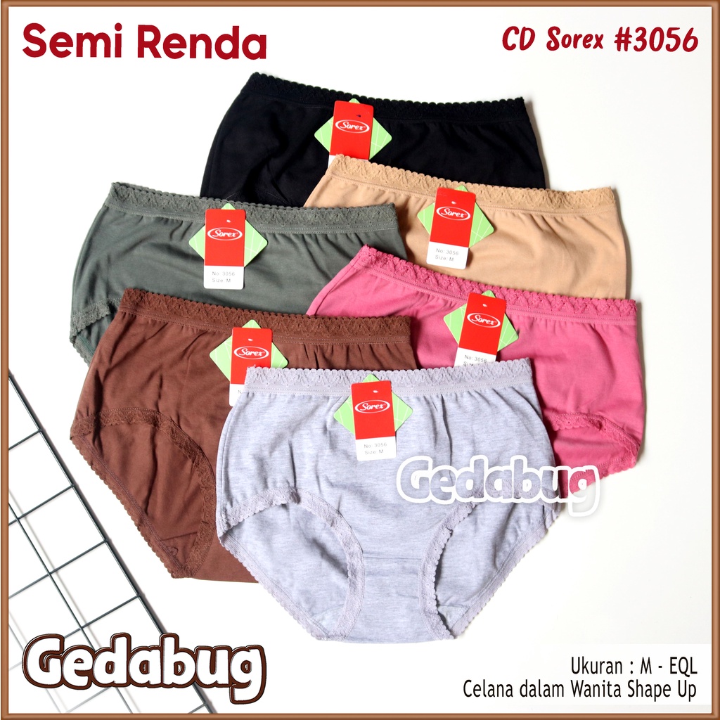 CD Wanita Sorex 3056 Semi Renda | Celana dalam wanita Cutting Maxi Supersoft | Gedabug