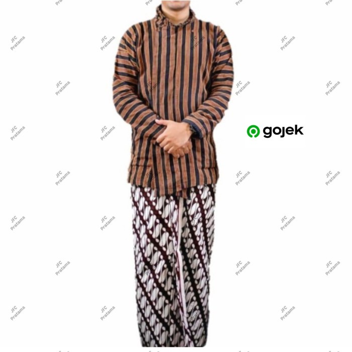 READY Setelan Baju Jarik Surjan / Lurik Dewasa / Pakaian Adat Jawa Dewasa - M
