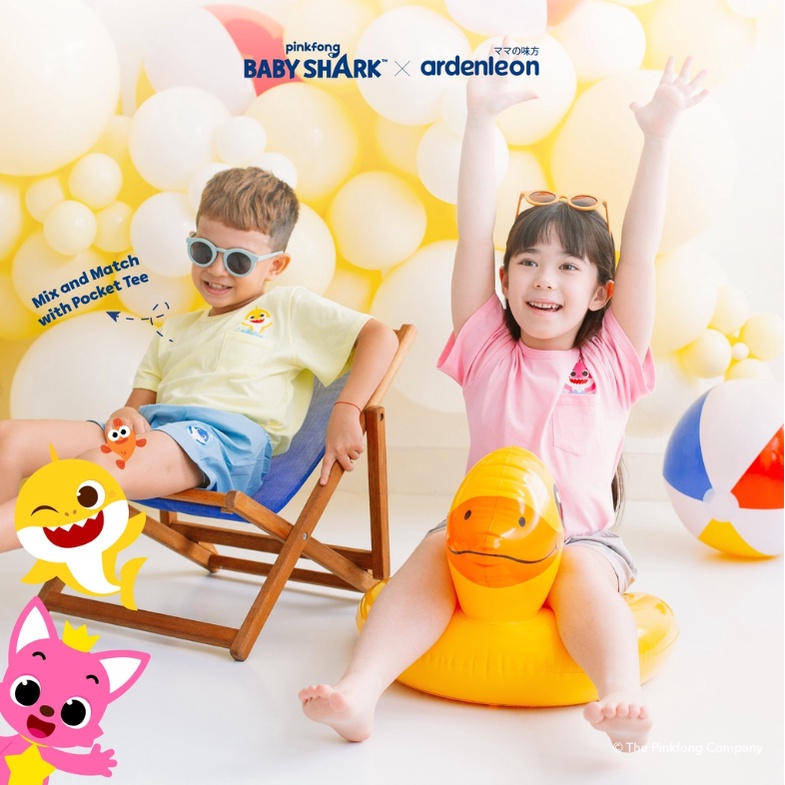 Ardenleon Chinos Baby Shark 1-4 Years Pinkfong x Ardenleon Celana Pendek Chinos Sablon Anak Unisex CBKS