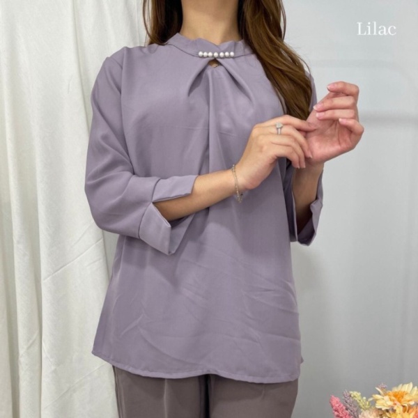 Dijual Yuri Atasan Diskon Blouse Lengan Baju / Fashion Panjang - Lilac Wanita
