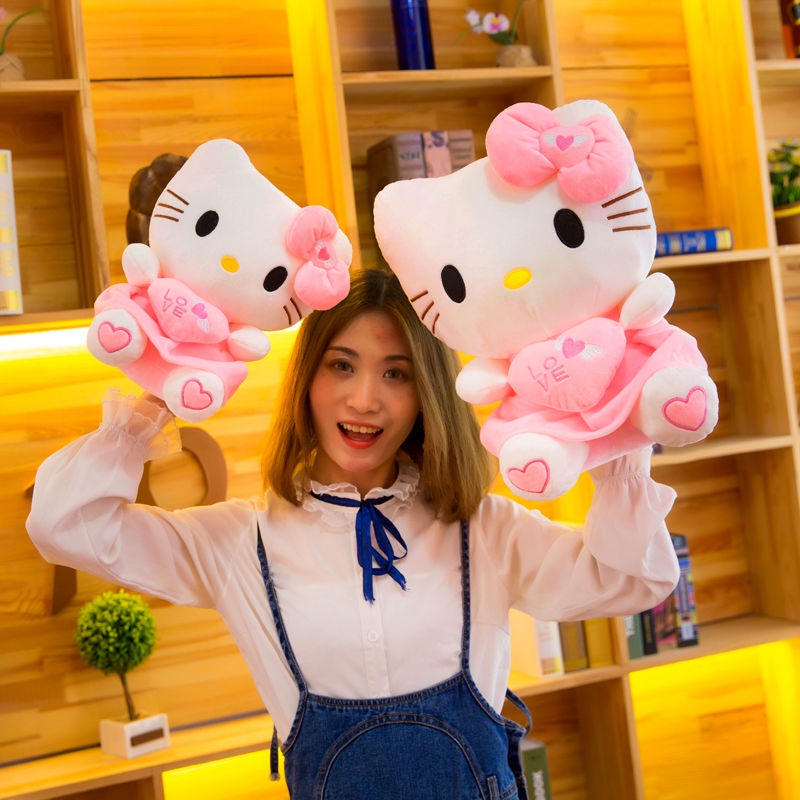 Hello Kitty Plus Boneka Sanrio Mainan Pink Kitty Kucing Kartun Anak Perempuan Hewan Mainan Mewah