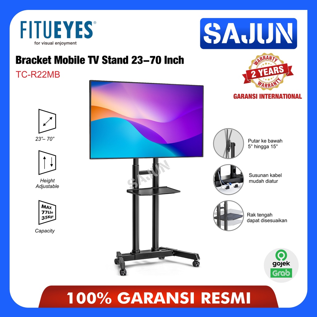 FITUEYES Bracket Mobile TV Stand for LED TV 23-70 Inch TC-R22MB New