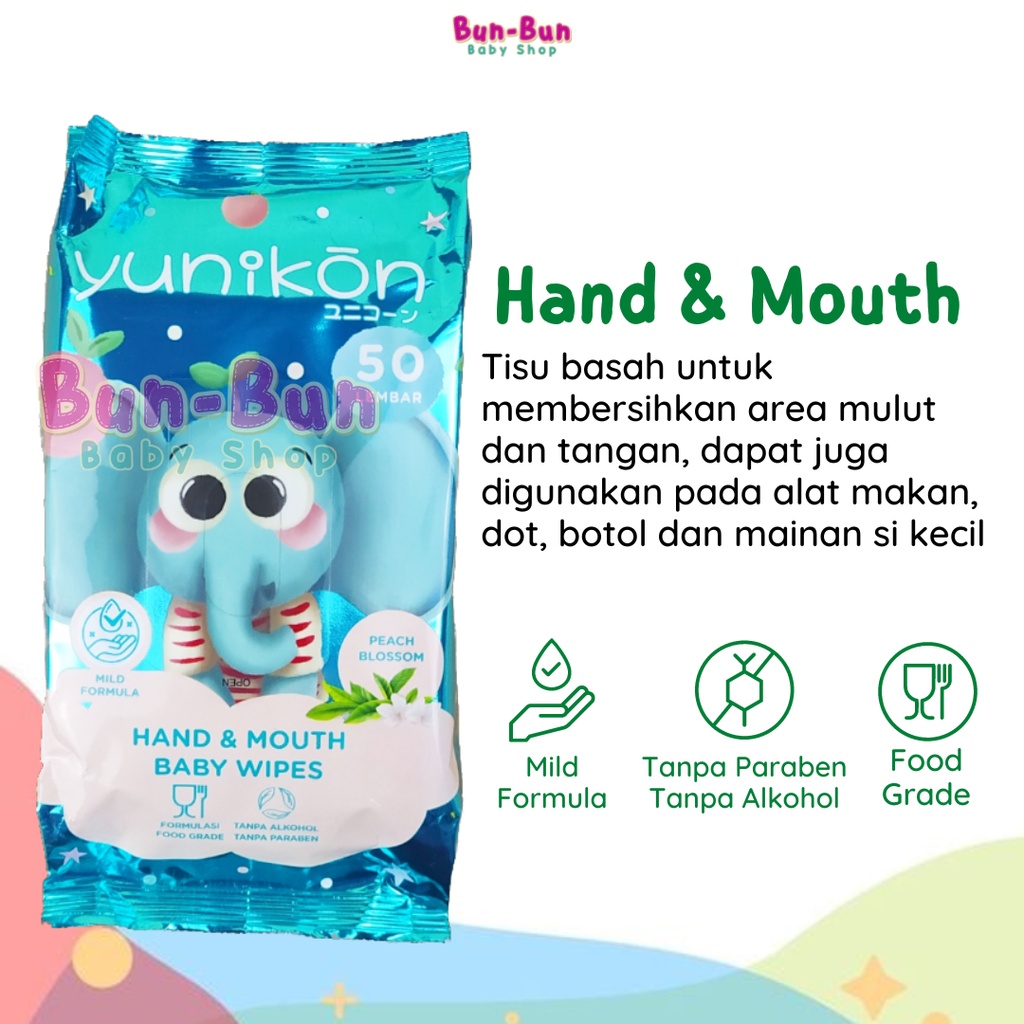 YUNIKON Tissue Basah Bayi Wipes Baby New Born Non Alkohol Tisu Ganti Popok Non Parfum Parfumed Perlengkapan Baru Lahir Peralatan Kebersihan Anak Balita Lucu Murah Bunbunbabyshop