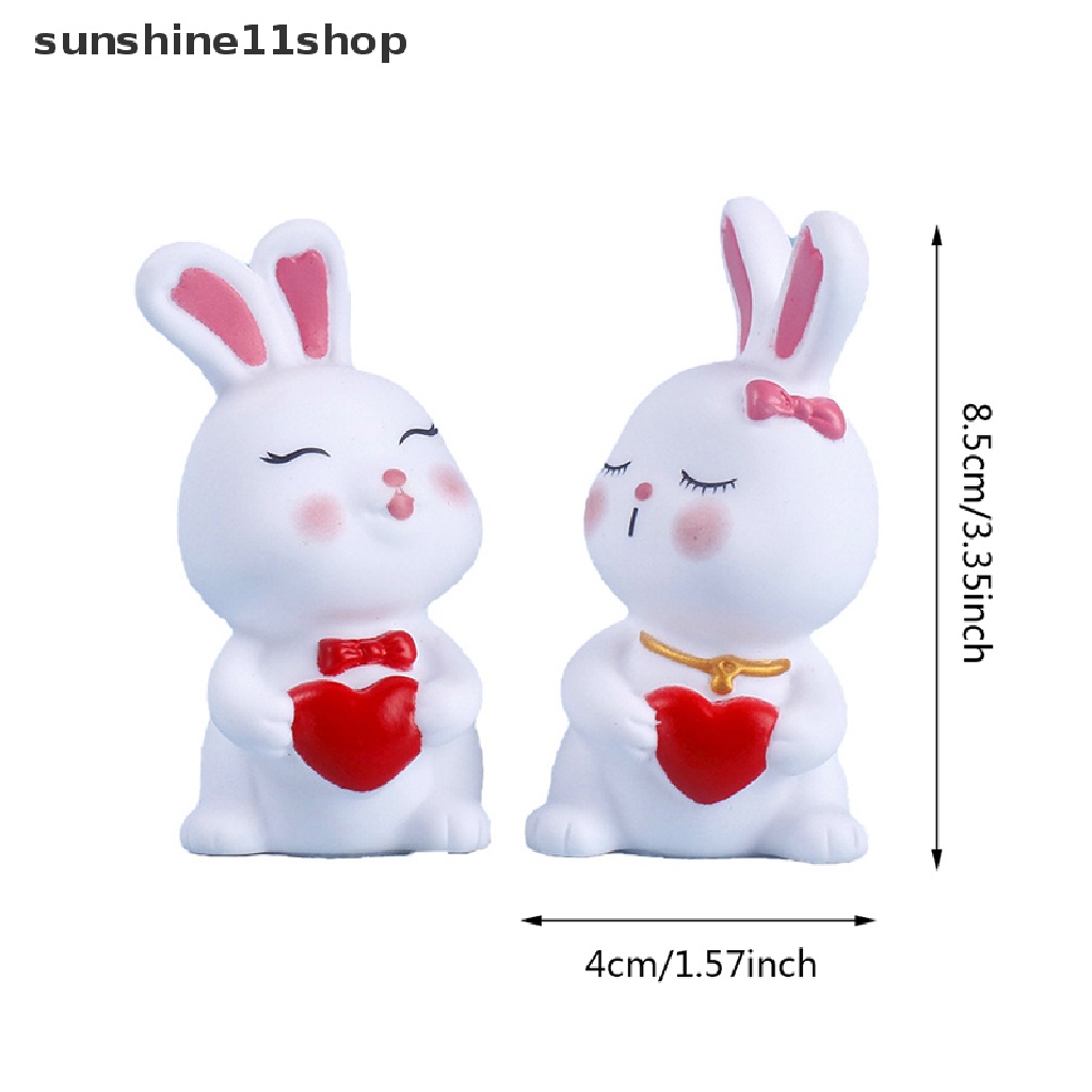 Sho Enamel Love Couple Kelinci Kue Hias Hiasan Valene's Day Rabbit Desktop Ornaments Aksesoris Lamaran N