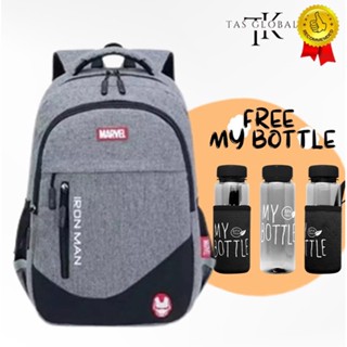 PROMO TAS Ransel FREE MY BOTTLE Anak Sekolah Laki - Laki Motif 6D Timbul IMPORT/Tas Ransel MARVEL LOGO/TAS RANSEL PRIA TERLARIS/TAS RANSEL TERMURAH BISA BAYAR DITEMPAT