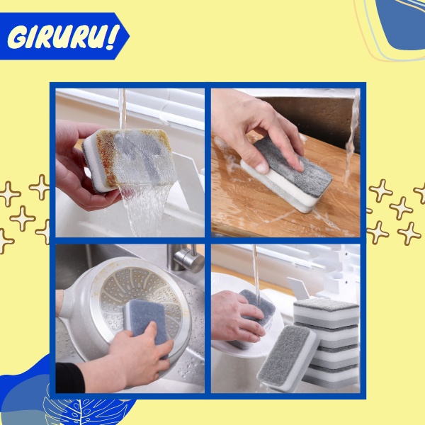 Sikat Spons Abu 2 Sisi / Sikat Kerak Cuci Piring / Scrub Anti Noda / Spons Sabun Penghilang Noda Kerak Bandel / Spons Sponge Cuci Piring Dua Sisi Busa Cuci Piring Penghilang Minyak / Double Side Spons Pencuci Piring Serbaguna , Spon Cuci 2 Sisi Warna Abu