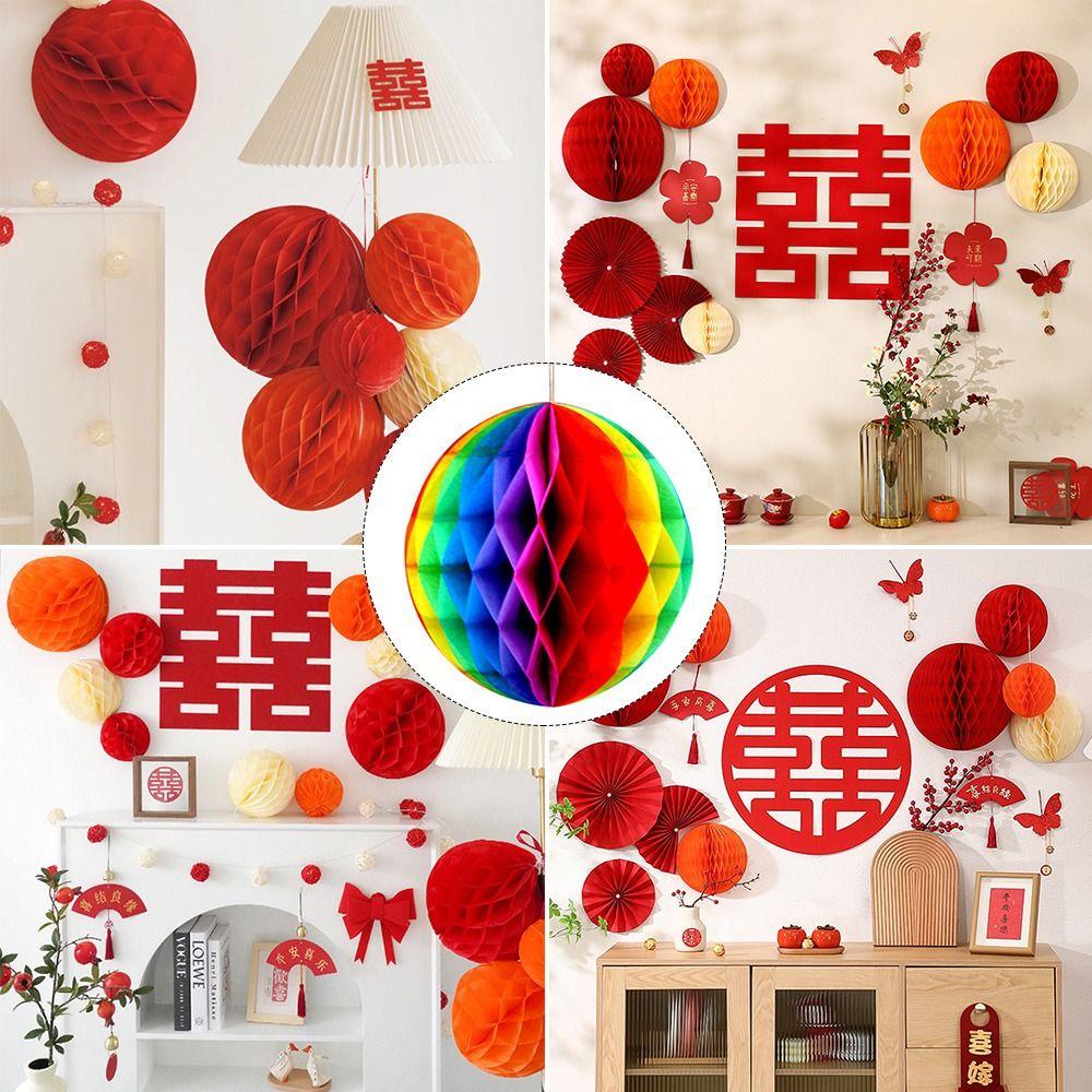 R-FLOWER 5 Pcs Chinese Paper Lantern Aksesoris Hadiah Perlengkapan Gift Craft Honeycomb Balls