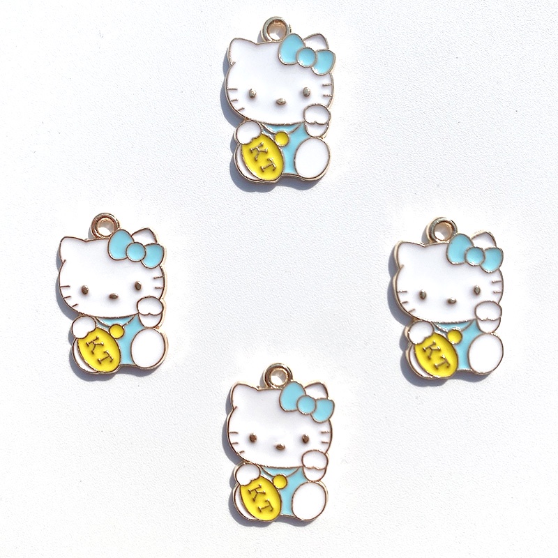 4 Pcs Warna Tetes Minyak Kartun Hewan Liontin DIY Gelang Kalung Membuat Perhiasan Alloy Charm Kitten Pendant