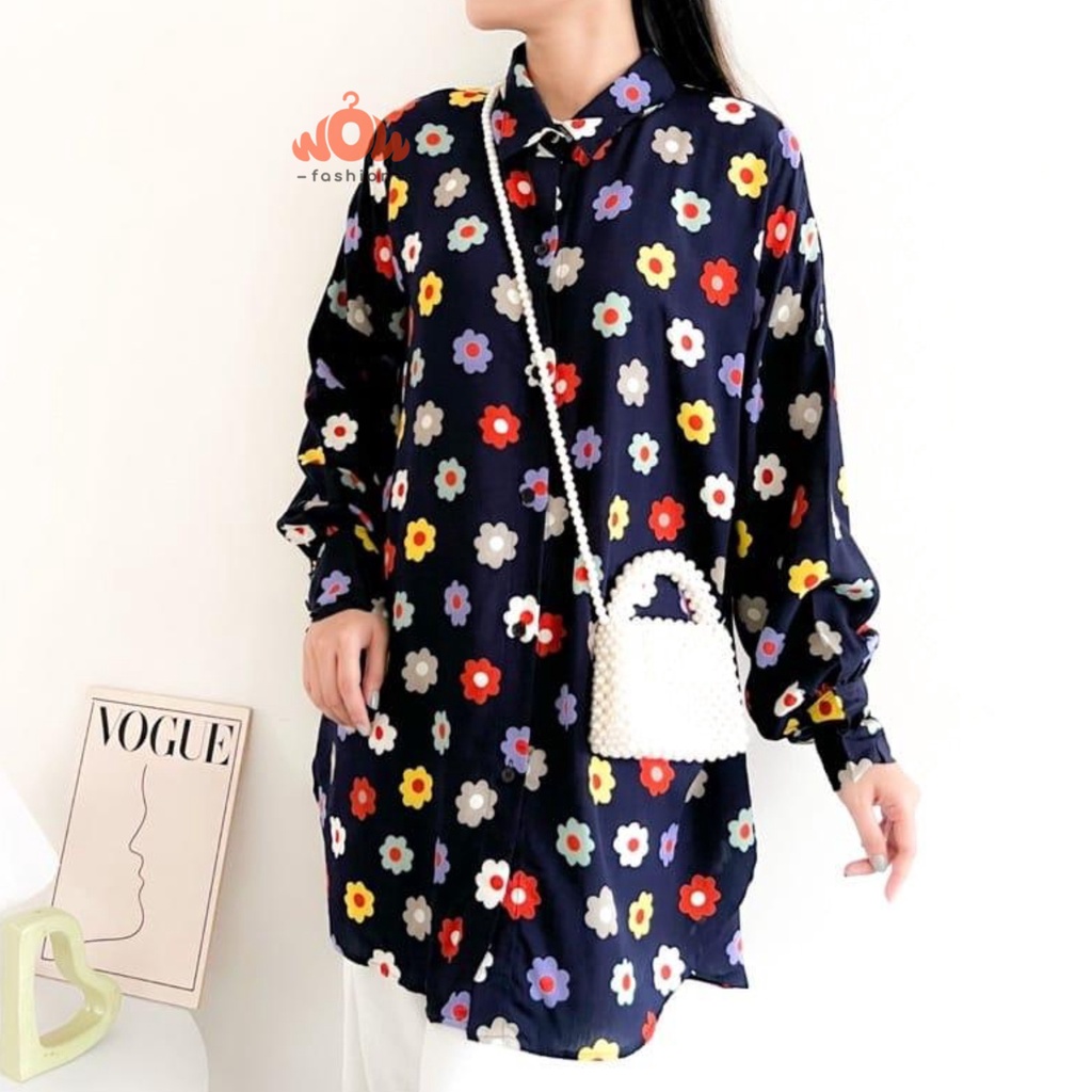 WOW - SS - SASA KEMEJA OVERSIZE MOTIF / RAYON TWILL PREMIUM / KEMEJA BLOUSE KEKINIAN/  ATASAN WANITA /KEMEJA OVERSIZE