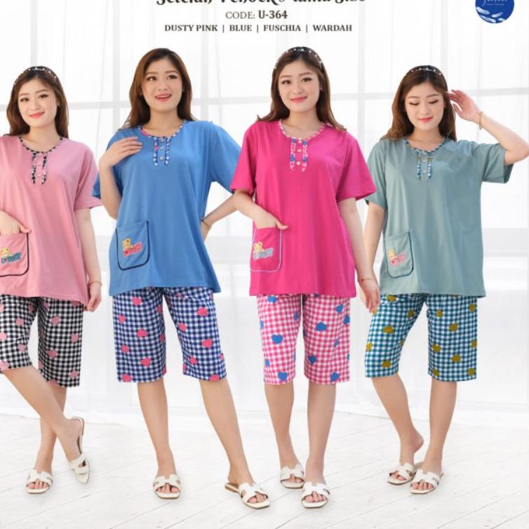 New Sale TERMURAH Baju Tidur Babydoll Piyama FOREVER Sweet Concept  ¾ 3/4 Celana Pendek Selutut Mama