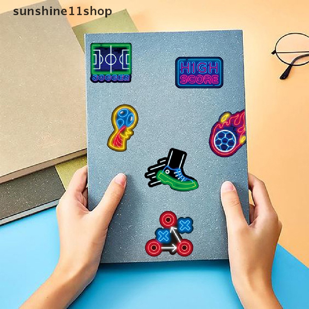 Sho 50 Pcs Neon Sepak Bola Stiker Laptop Tablet Mobil Motor Sepeda Skuter DIY Vinyl Keren Football Decal Sticker Mainan Hadiah N