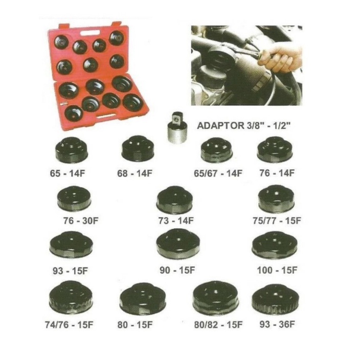 KUNCI FILTER OLI SET MANGKOK 14 PCS - HS1245 WIPRO