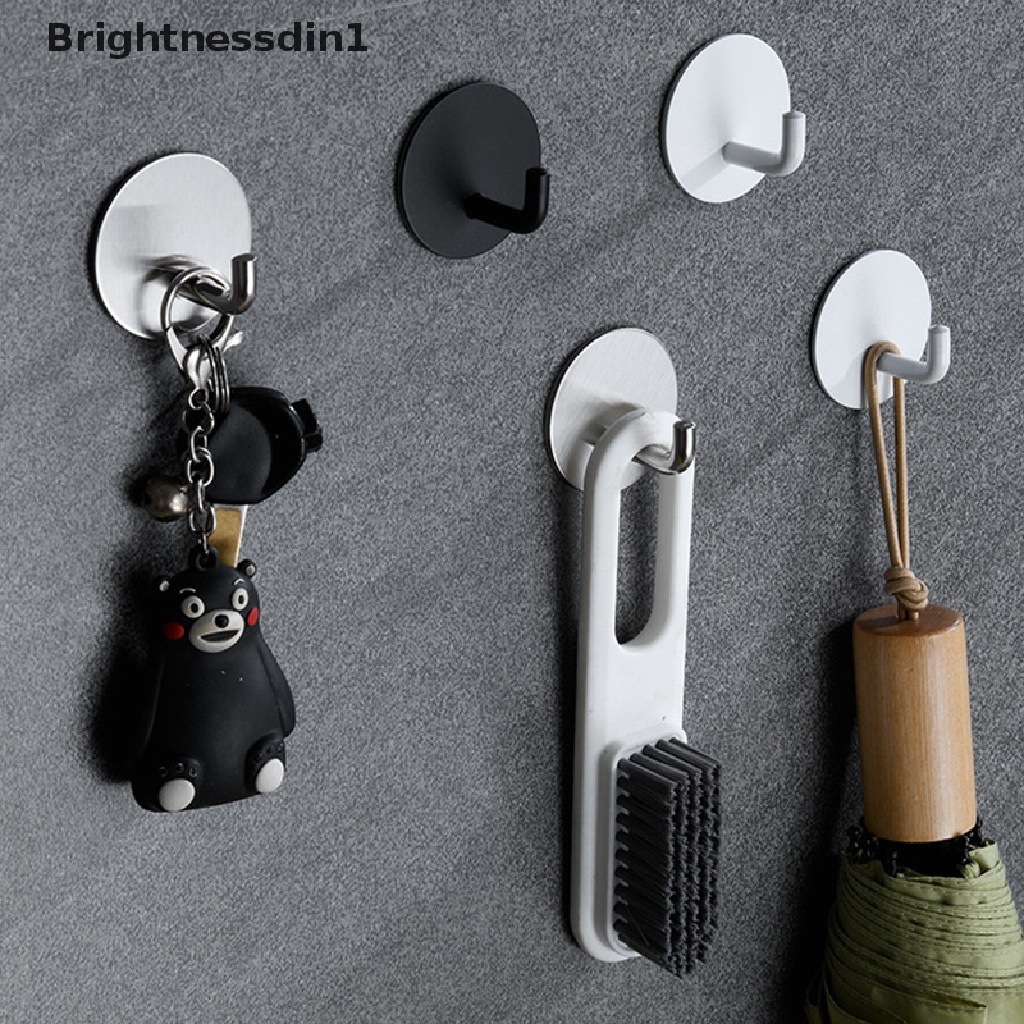 [Brightnessdin1] Self Adhesive Hook Dinding Kait Handuk Kait Untuk Kamar Mandi Stainless Steel Coat Hook Butik