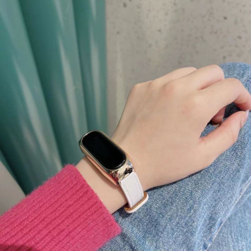 Strap Xiaomi Mi Band 3/4/5/6/7 Tali Xiaomi Mi Band 7 6 5 Kulit Dua Kancingan