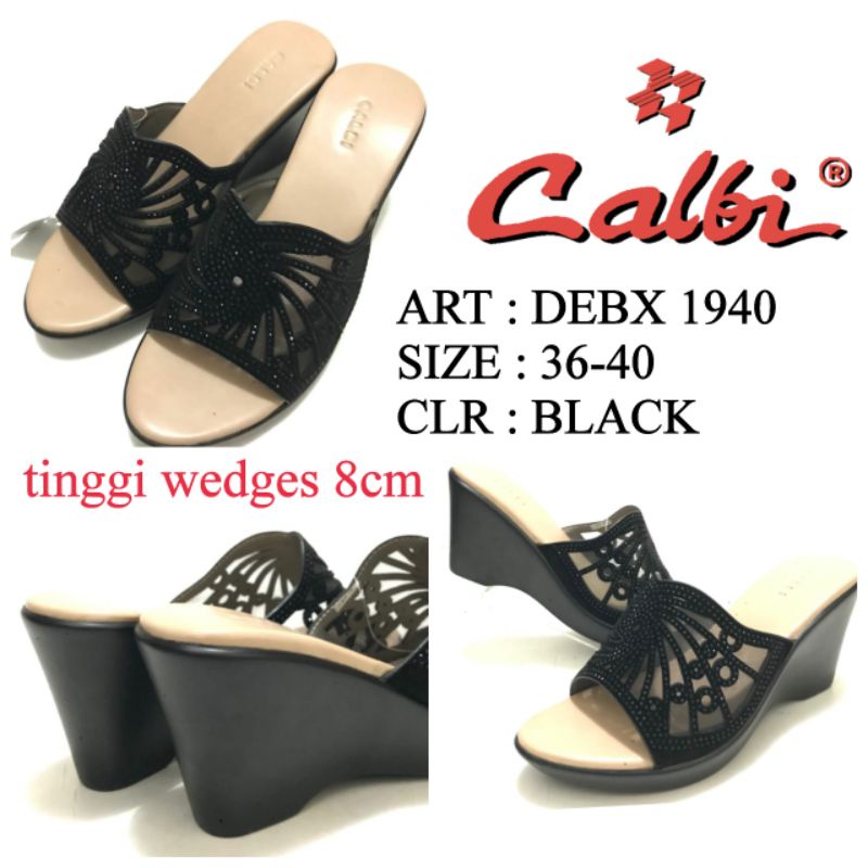 SANDAL WEDGES (PESTA) PEREMPUAN BY CALBI DEBX 1940 HITAM SIZE 36-40.