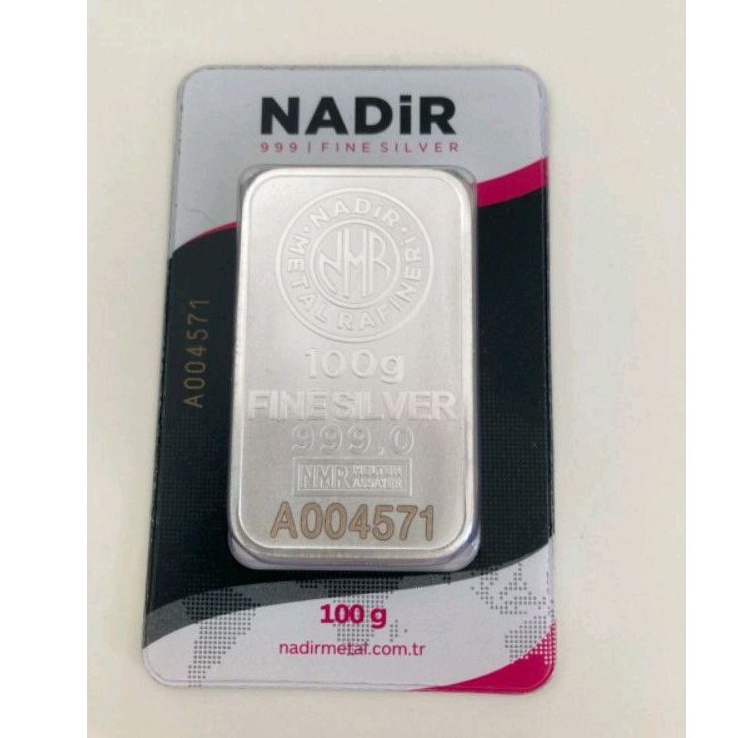 Perak Batangan Nadir 100 gram, Fine Silver 100 gram not perak antam, pamp suisse,