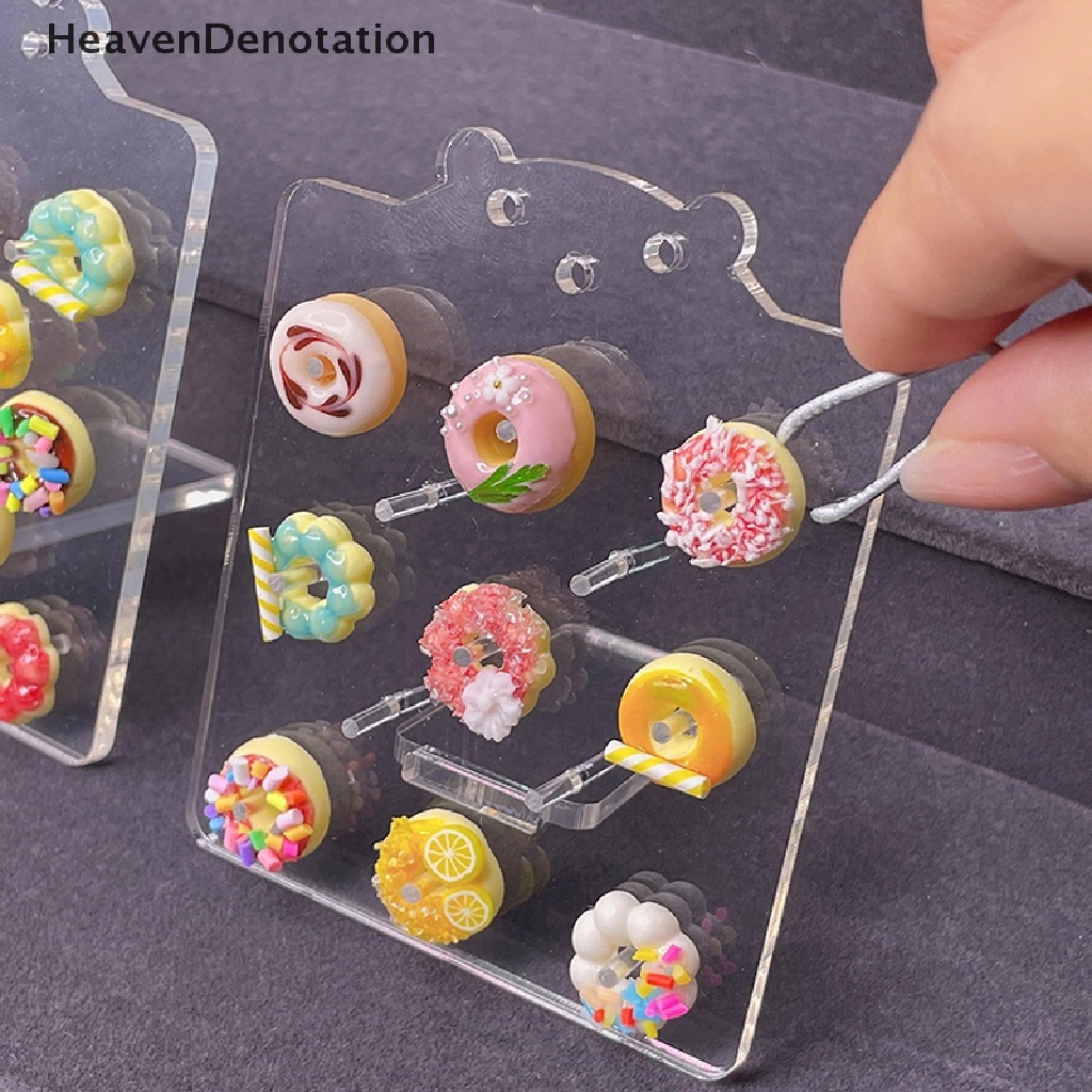 [HeavenDenotation] 1: 12 Dollhouse Cake Display Shelf Cartoon Shelf Rack Donut Pastry Stand Decor HDV