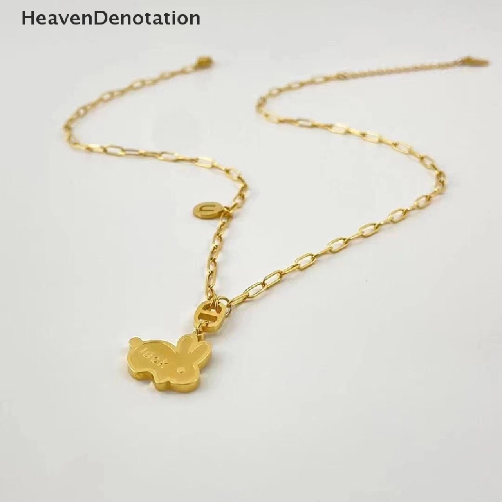 [HeavenDenotation] Kartun Kawaii Keberuntungan Kelinci Liontin Choker Kalung Untuk Wanita Warna Emas Geometris Kalung Fashion Trendi Wanita Kerah Perhiasan HDV