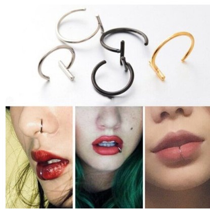 【COD】Bibir Medis Hidung Palsu Titanium Steel Cincin Hidung Septum Piercing Klip Di Mulut Cincin Tubuh Klip Hoop