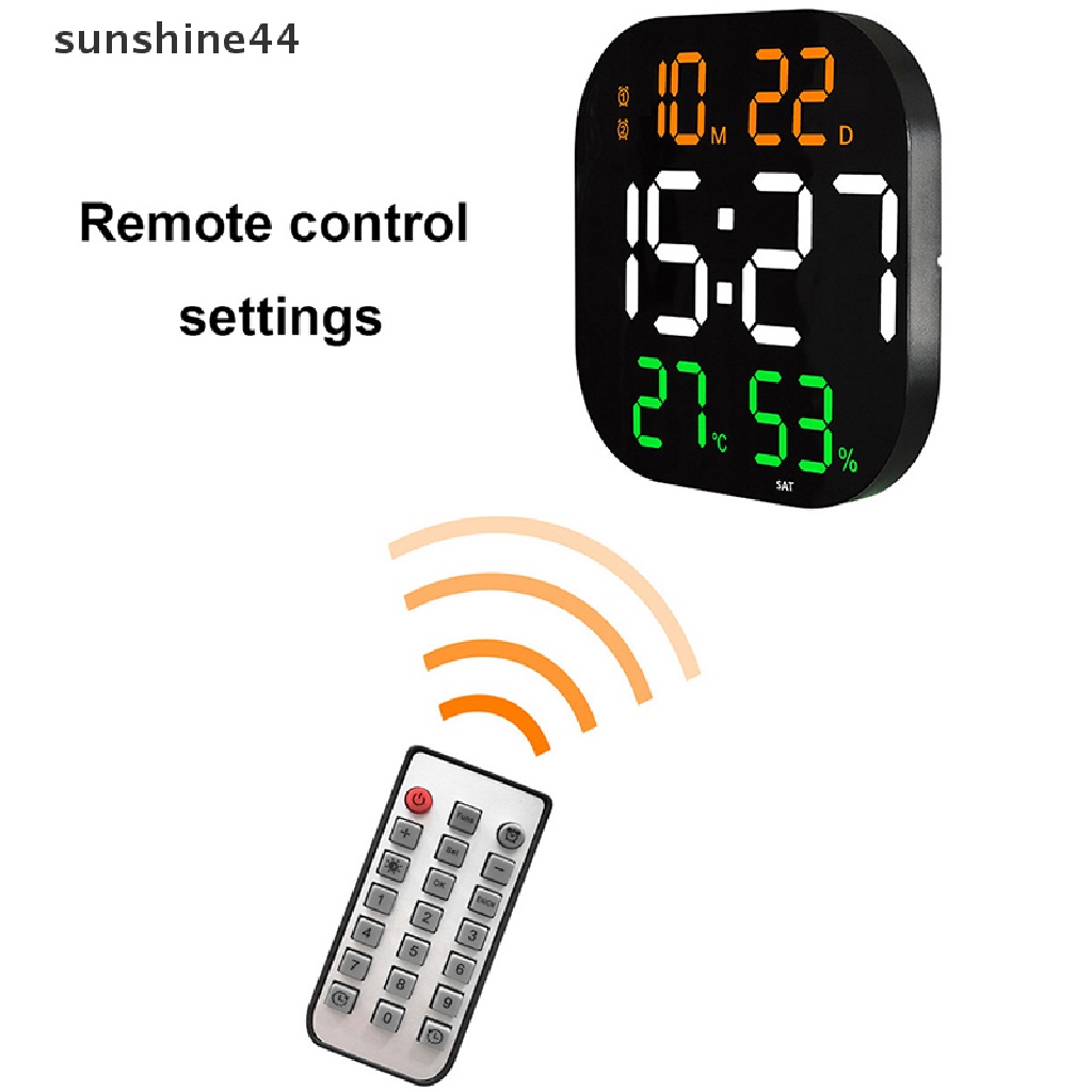 Sunshine Jam Dinding Digital LED Layar Besar Suhu Tampilan Tanggal Hari Jam Alarm Elektronik Dengan Remote Control Dekorasi Ruang Tamu ID