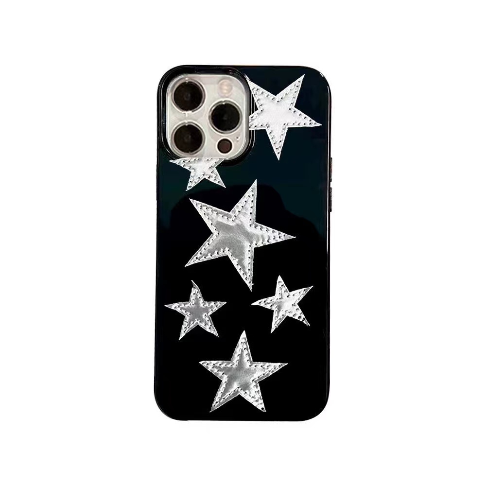 IPHONE Ins Bintang Perak Cocok Untuk Iphone14 14pro 14plus 13 13mini 13pro 13prm iPhone12 7Plus 8Plus Xr XS 13 12mini Pro Max Empat Sudut Casing Ponsel Tahan Guncangan