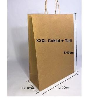 

Super Puas (10 Pcs) Paperbag coklat tali XXXL