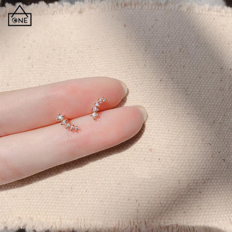 COD❤️Anting Zirkon Set Mikro Sederhana  Baris Kecil Berlian Geometris  Anting Gandum Kecil yang Lucu-A.one