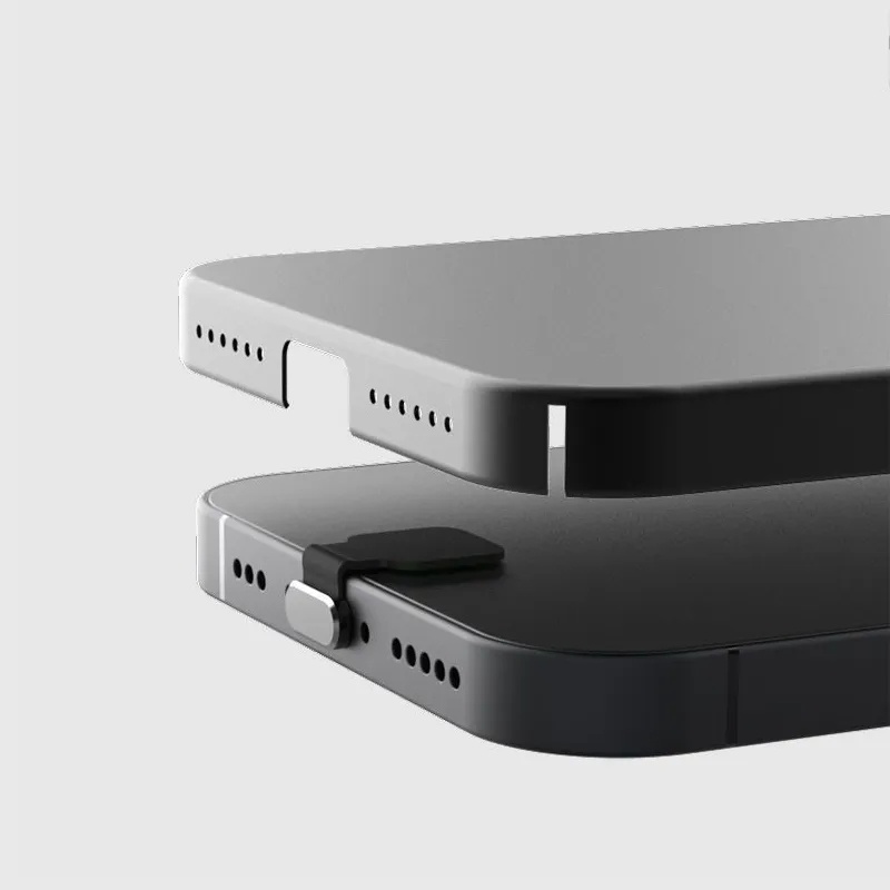 Colokan Debu Ponsel Aluminium Port Pengisian Penutup Pelindung Colokan Tambal Belakang Anti Hilang Plug Silikon Tahan Aus Kompatibel Dengan IPhone Port Pengisian Cepat