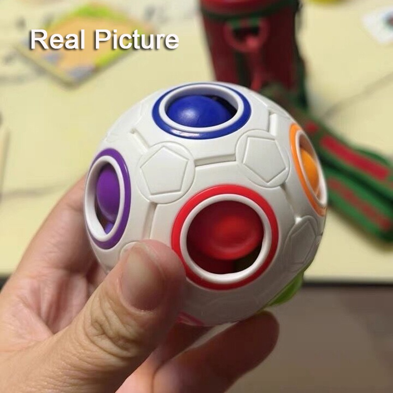 Rainbow Ball Cube Mainan Penghilang Stress Anak Bola Pencet Latihan Berpikir Belajar Awal Fidget Toys