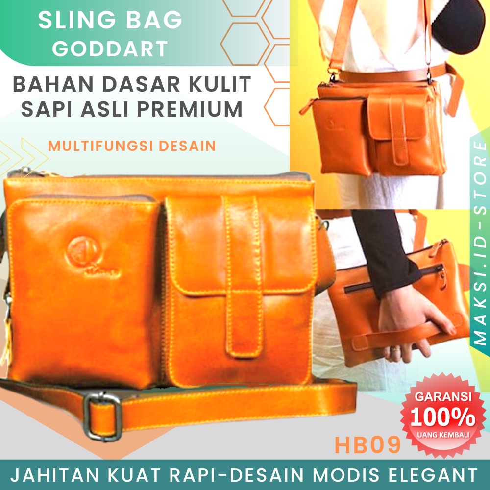 Tas Slempang Kulit Asli Unisex Premium HB09 Tas Kuliah Kerja