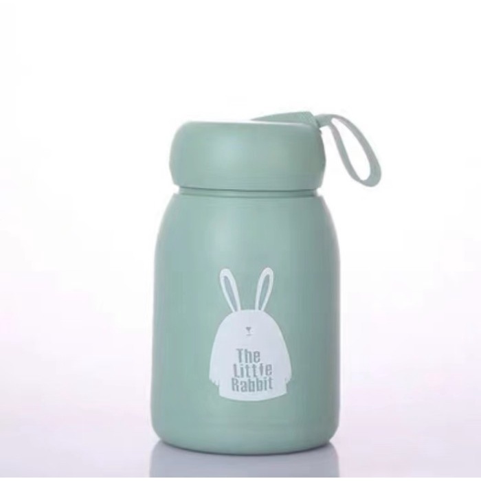 Botol minum Kaca Bening Termos motif rabbit/ gelas kaca vacumm flask Kotak Hadiah