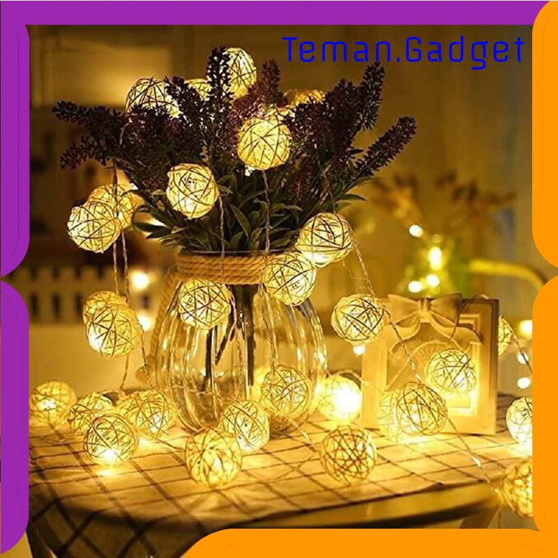 TG-LMP Lampu Hias String Lights Model Bola Rotan Waterproof 10 LED - B073