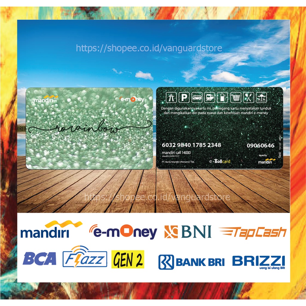 E MONEY E TOLL KARTU CUSTOM NAMA GREN GLITER GREN HIJAU KUMPULAN EMONEY MANDIRI FLAZZ BCA BNI TAPCASH BRIZZI BRI 2 SISI