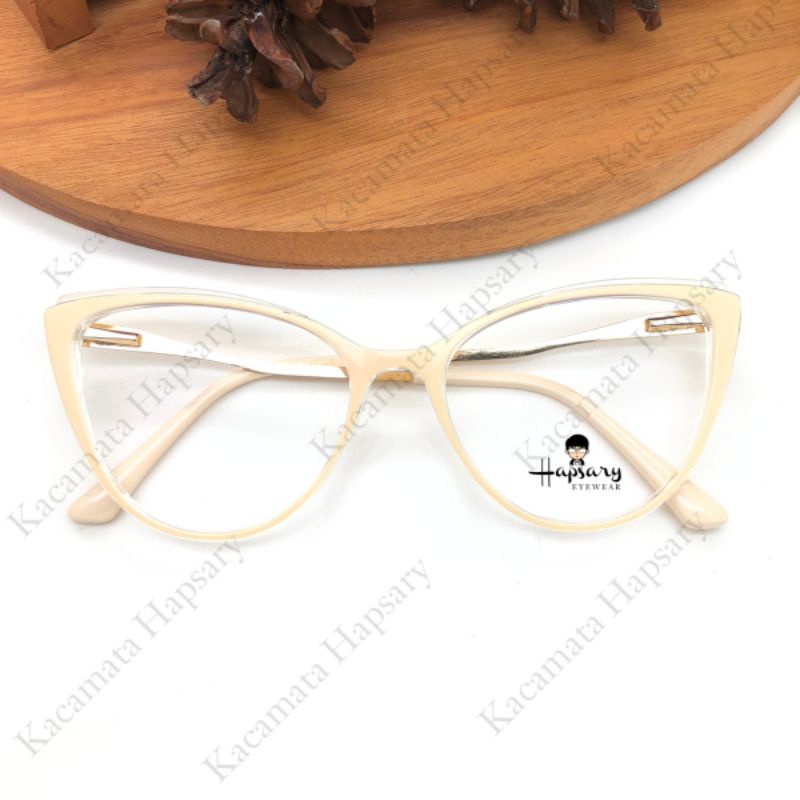 Frame Kacamata Wanita Cat Eye Kode ZURA Paket Lensa Antiradiasi Minus Cylinder &amp; Plus