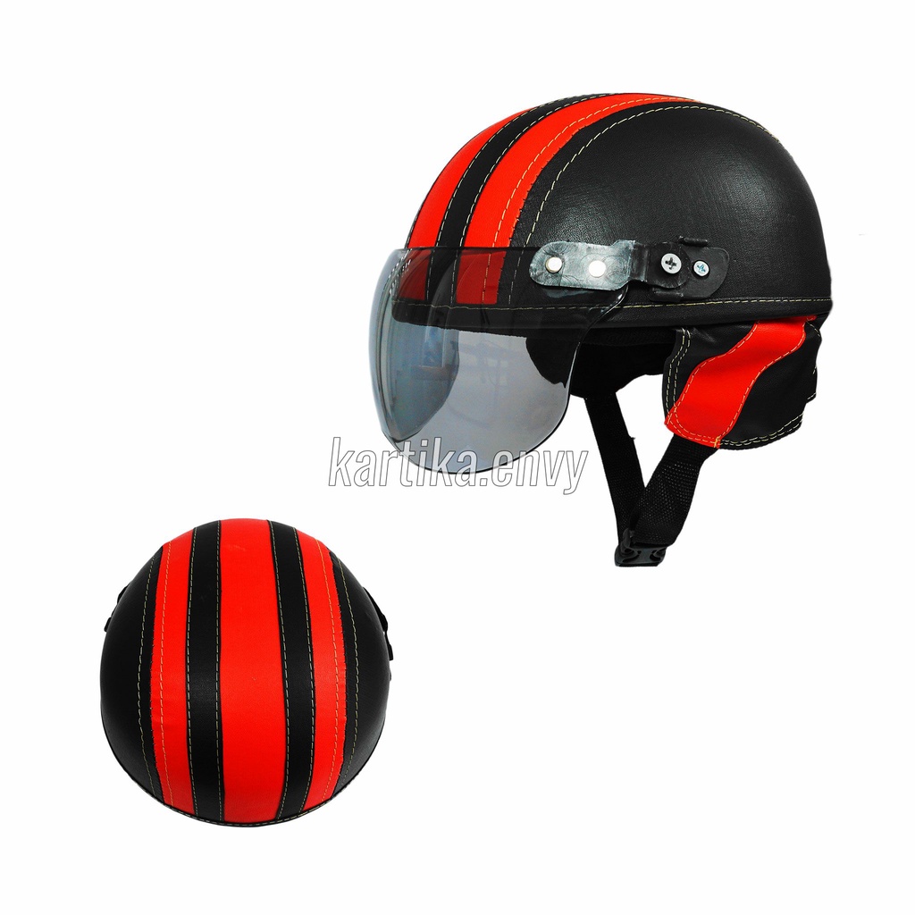 Helm Anak Retro Model Stripe Garis