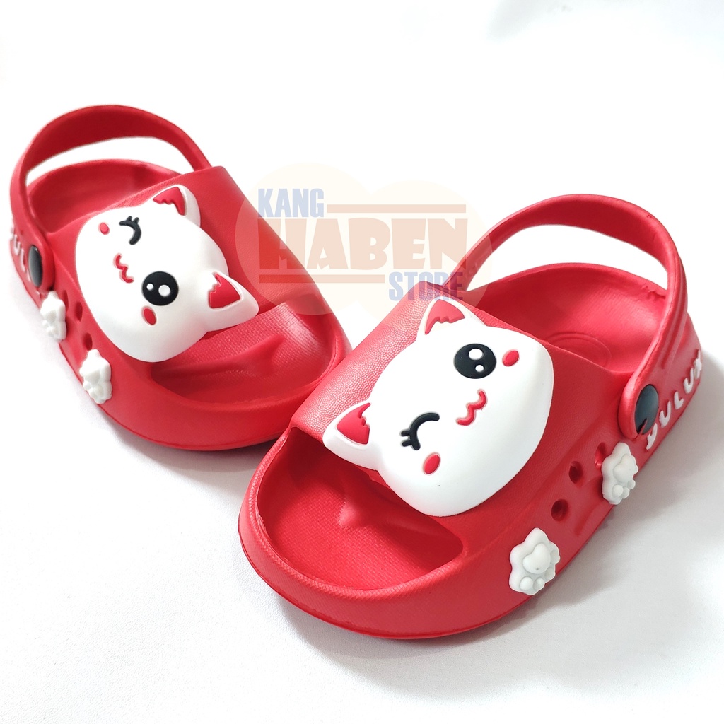 Habenkids Sandal Anak Cewek Cowok Karakter Kucing 3D Lucu 508CAT